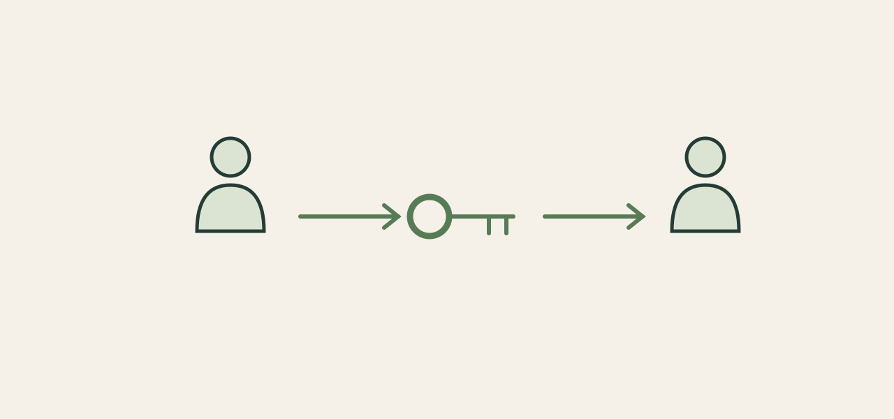 A key passes between a person and a successor